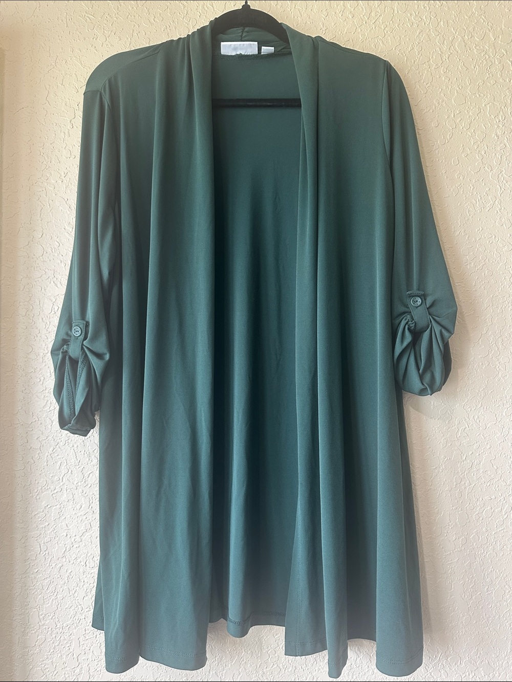 Forest Green Open Front Cardigan - Liquid Knit